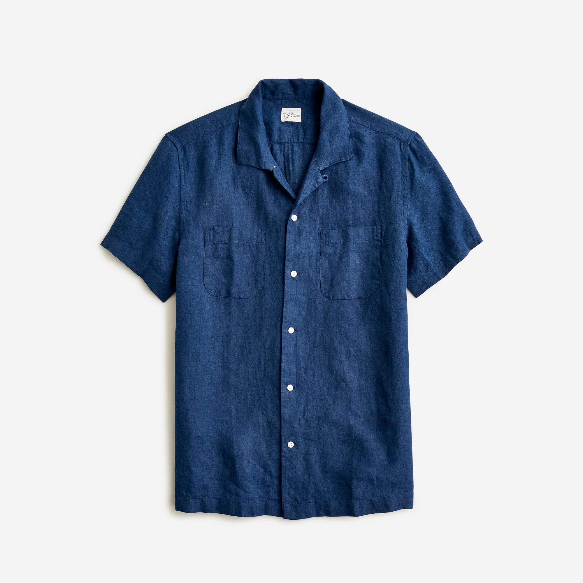 mens Short-sleeve camp-collar shirt in Irish linen