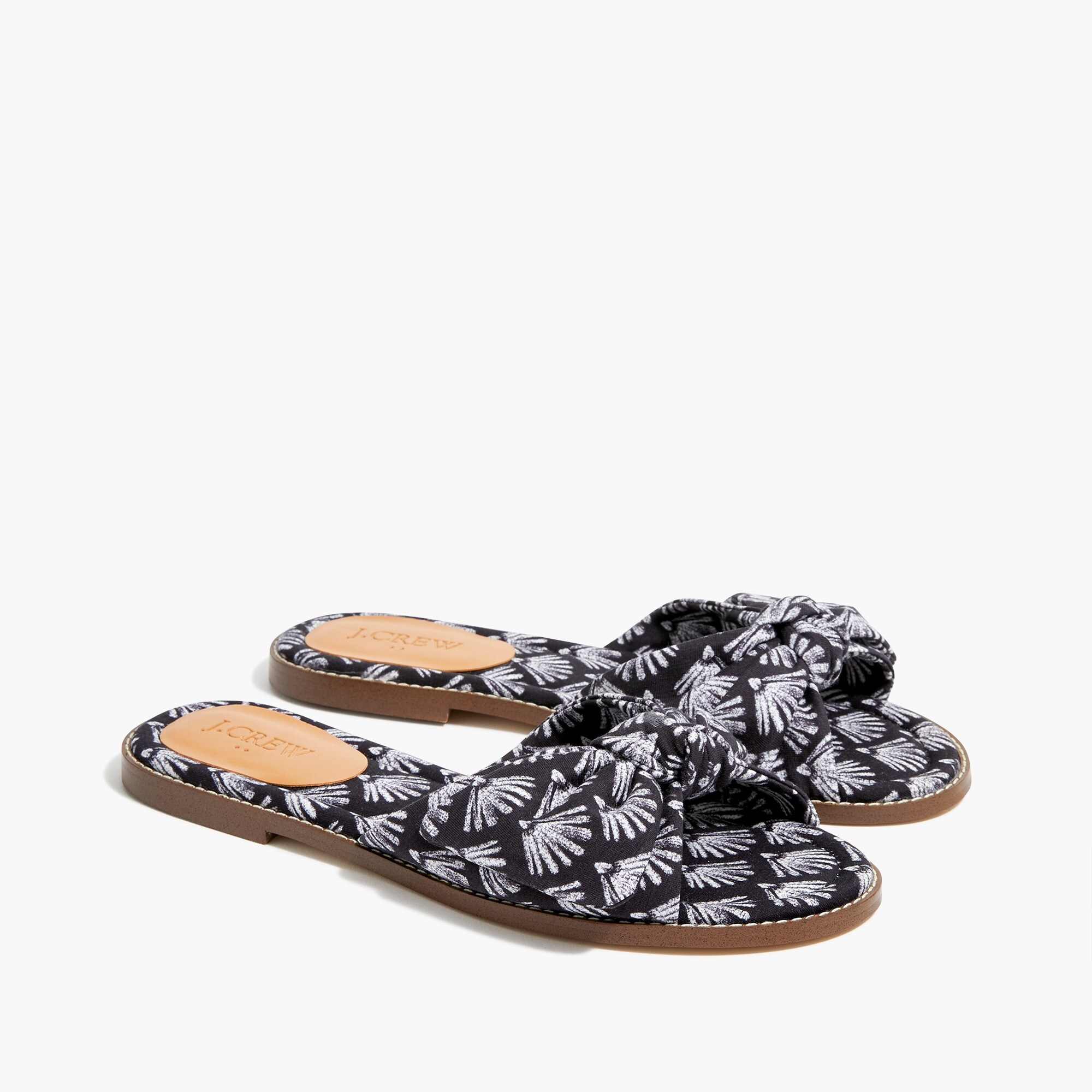 printed knot slide sandals for women