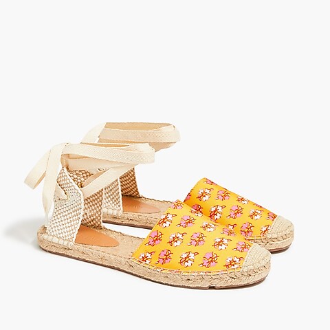 womens Printed canvas ankle-wrap espadrille sandals