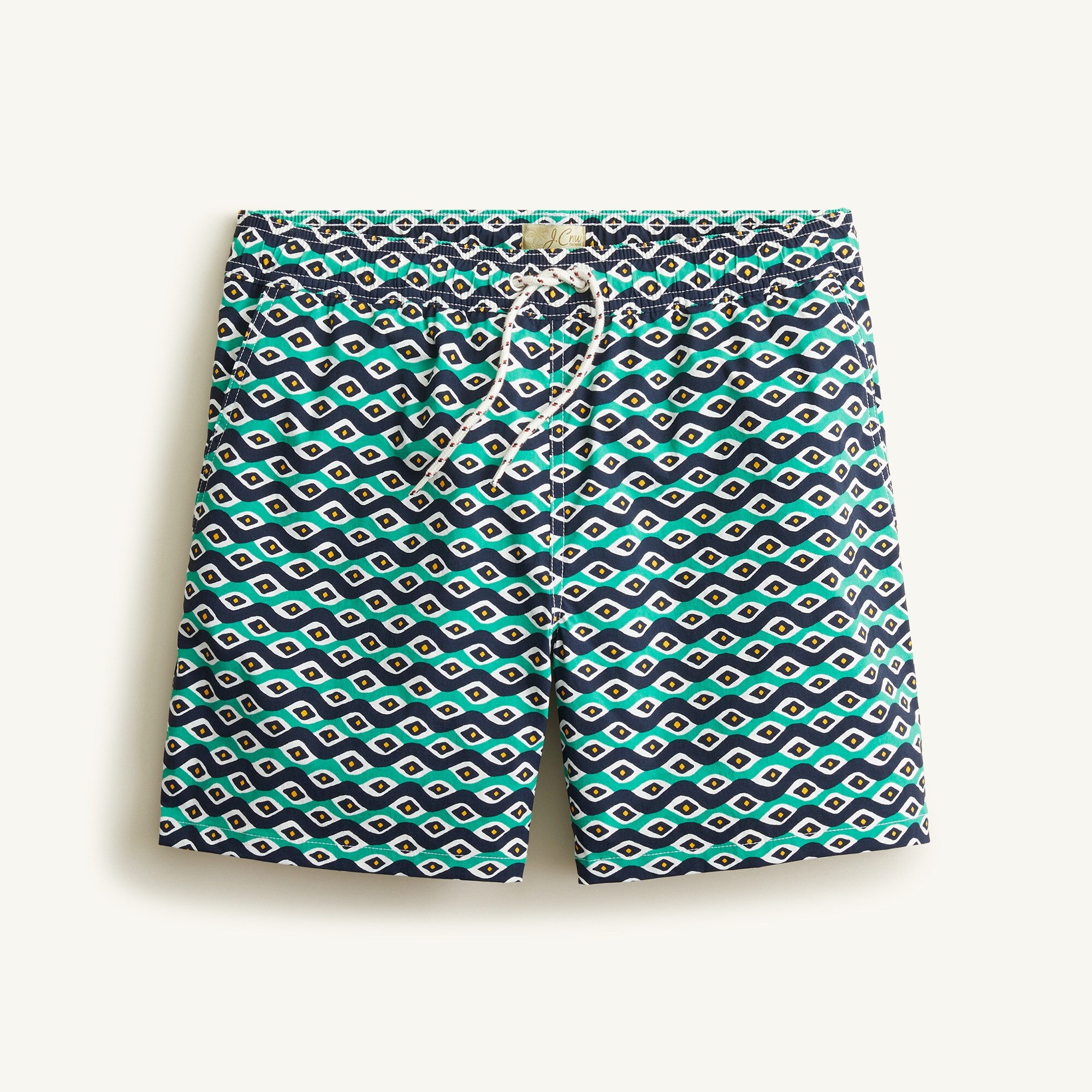 6" stretch swim trunk in wave print