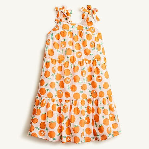 girls Girls' tie-shoulder dress in clementine print