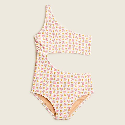 girls Girls' printed cutout one-piece swimsuit with UPF 50+