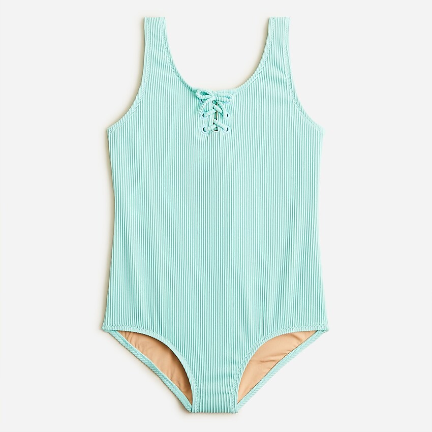 J.Crew: Girls' Ribbed One-piece Swimsuit With UPF 50+ For Girls