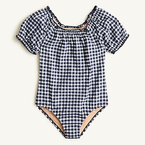 girls Girls' gingham one-piece swimsuit with UPF 50+