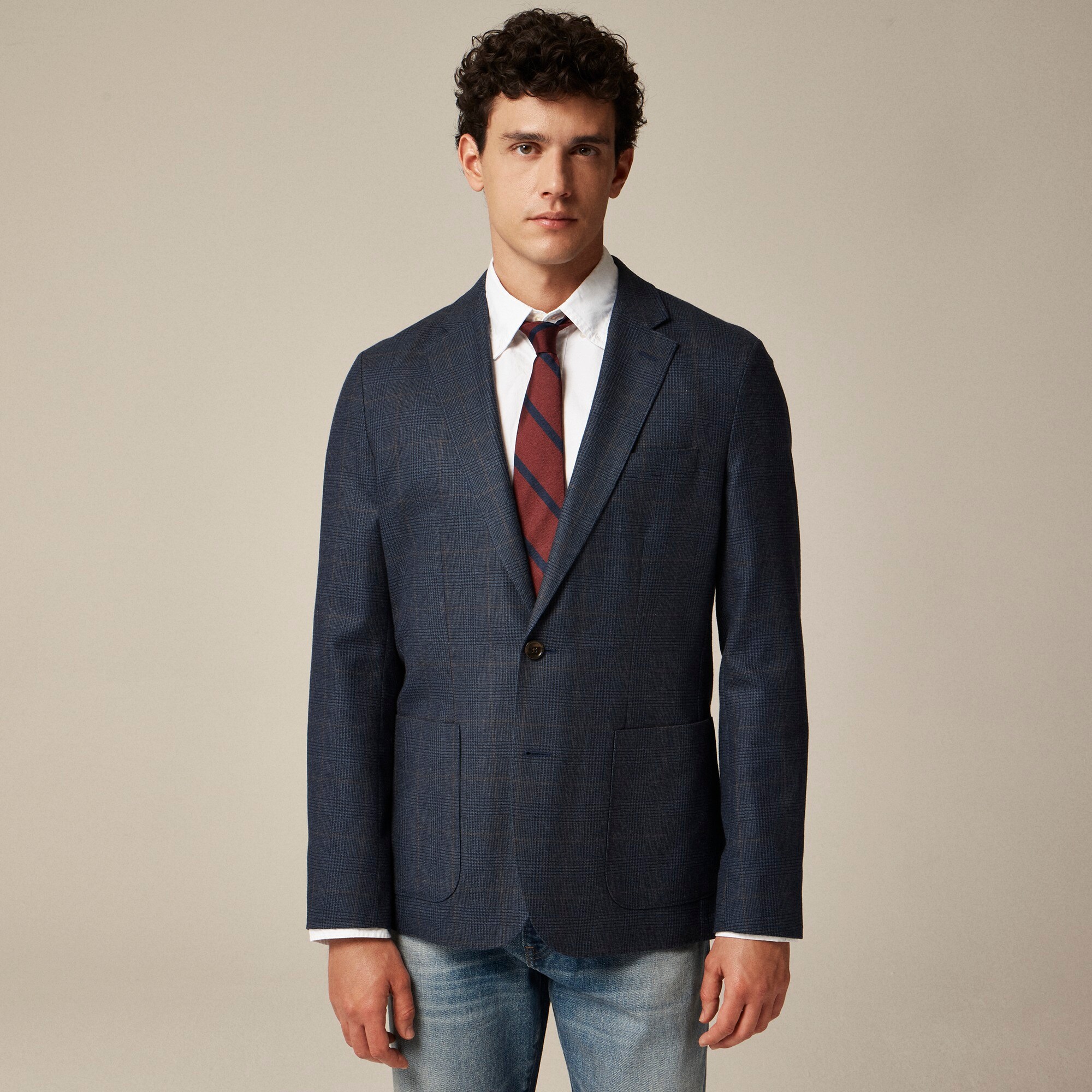 Ludlow Slim-fit blazer in English cotton-wool blend