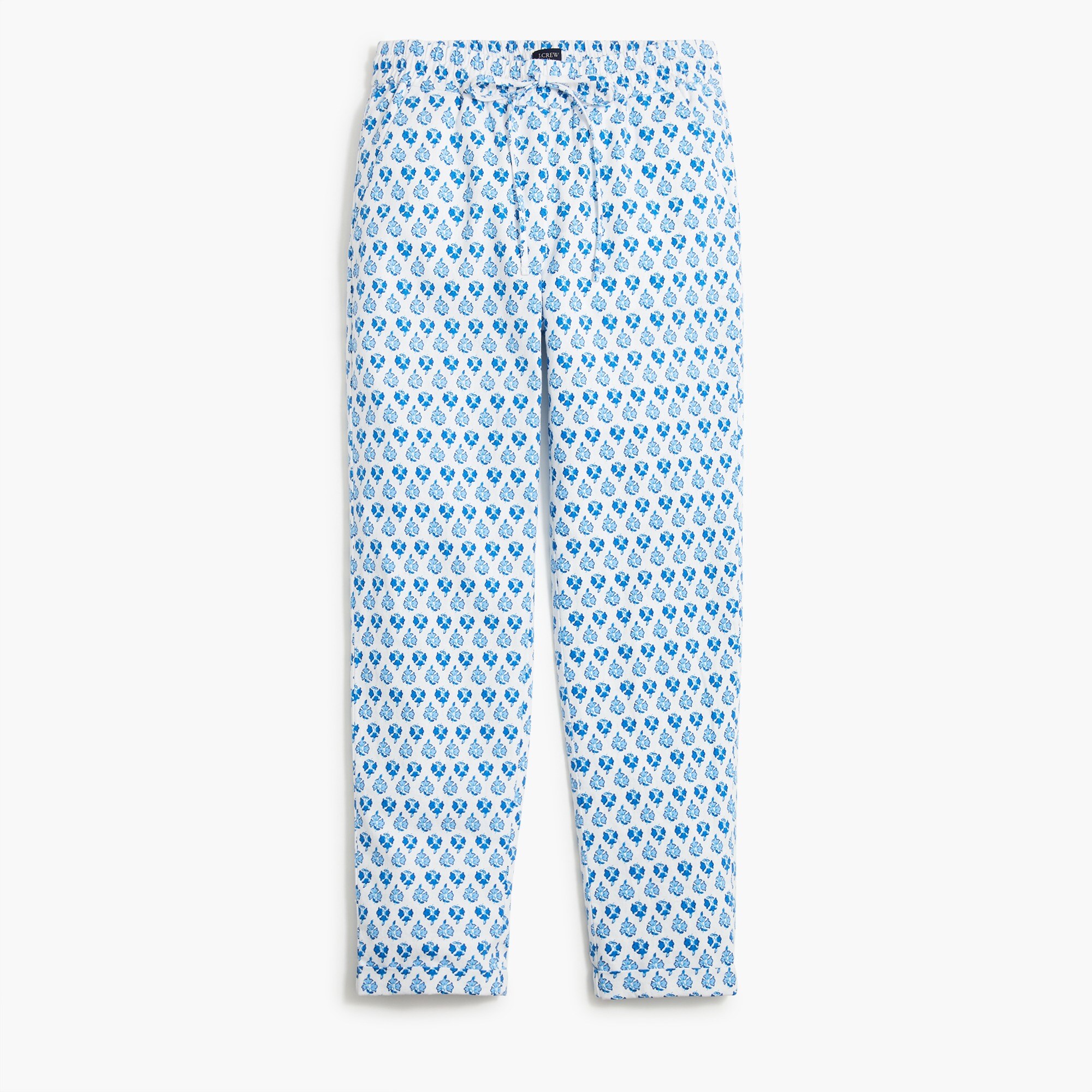  Linen-cotton drawstring pant in block print