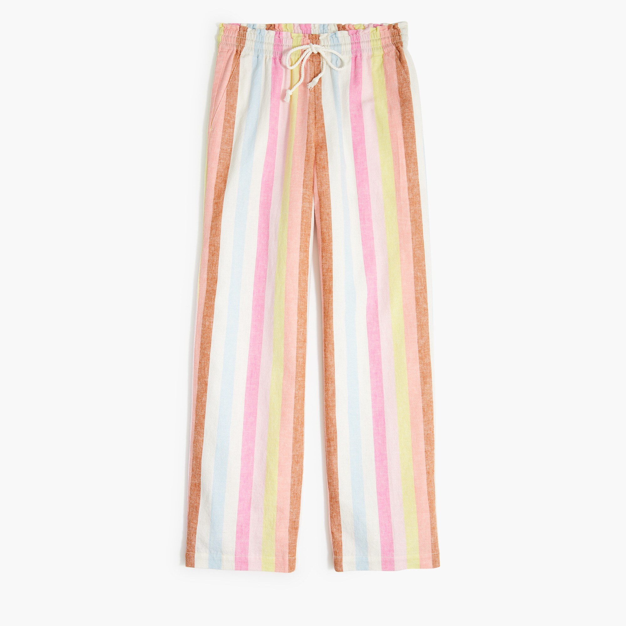 linen-cotton paper-bag drawcord pant for women