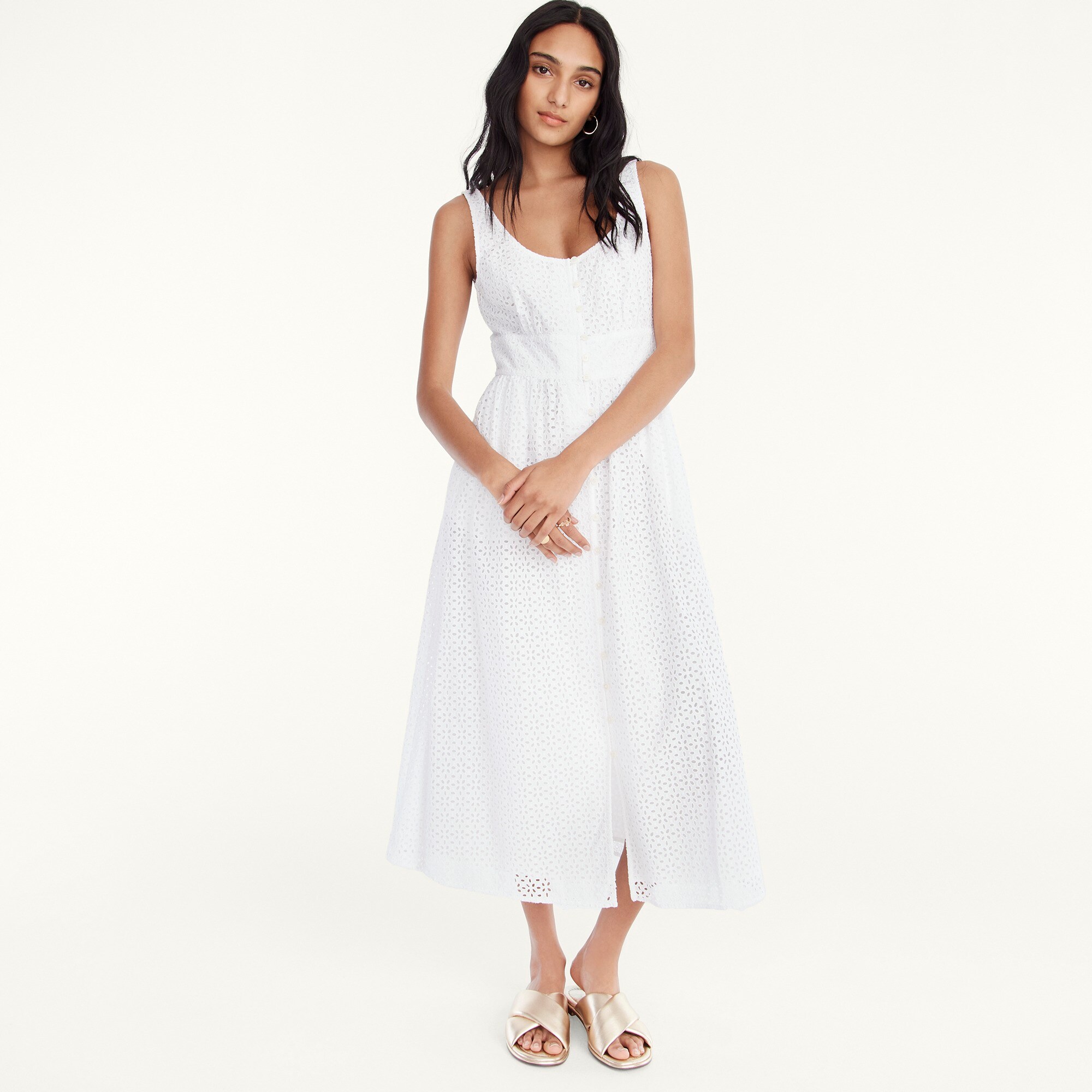 Button-front eyelet dress