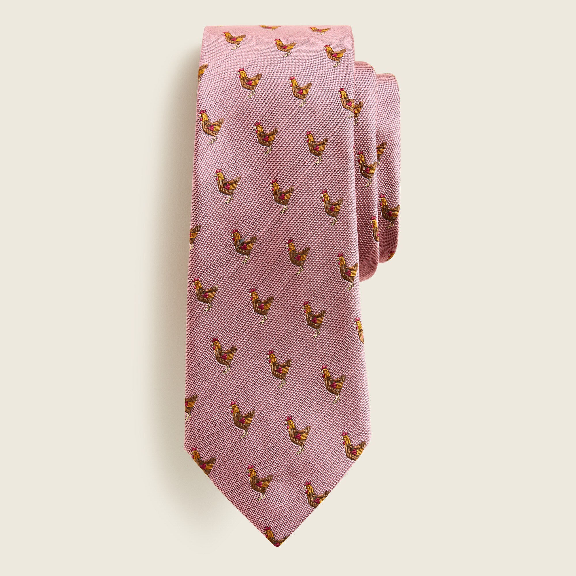 English silk tie in chicken pattern