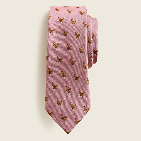 mens English silk tie in chicken pattern