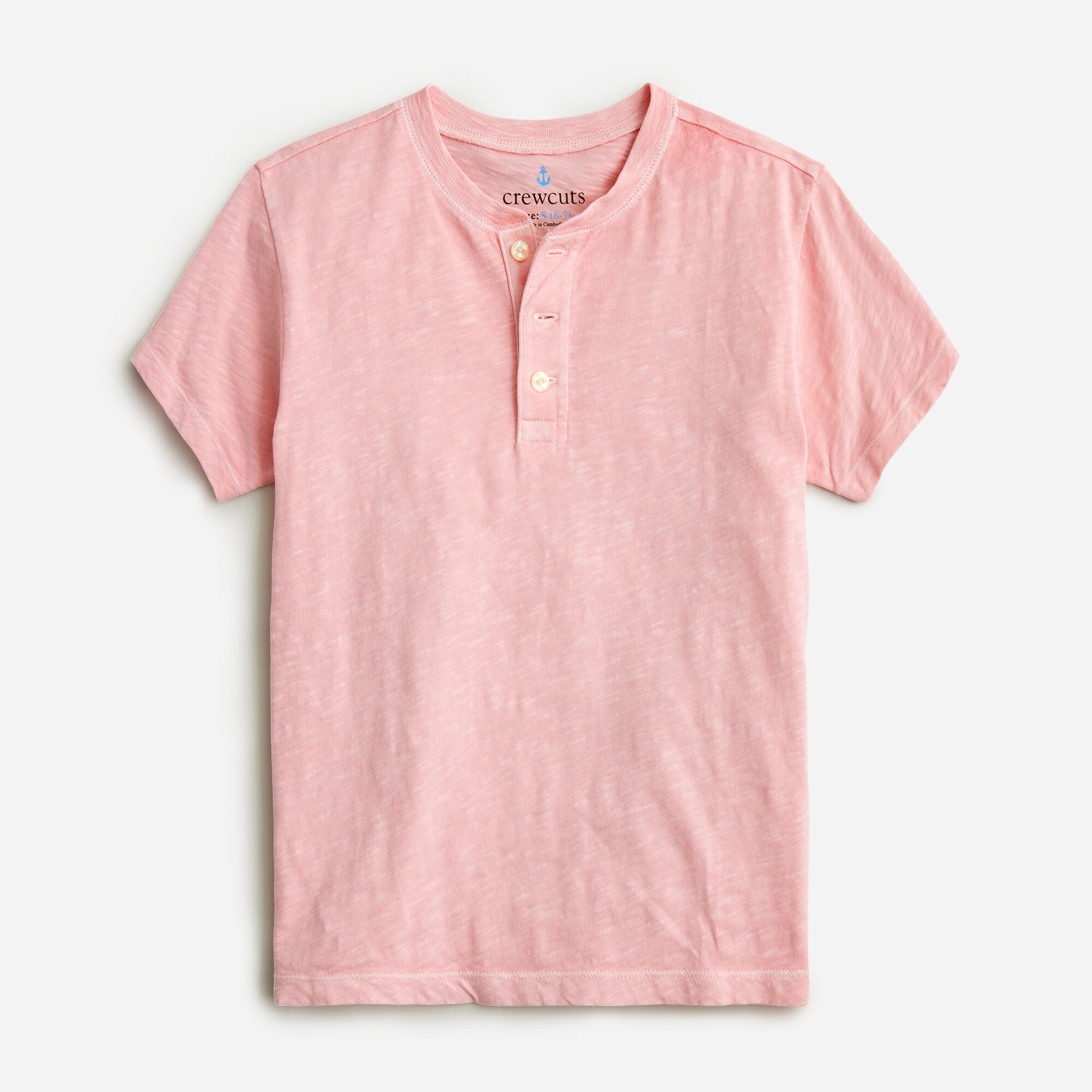  Boys&apos; short-sleeve garment-dyed henley