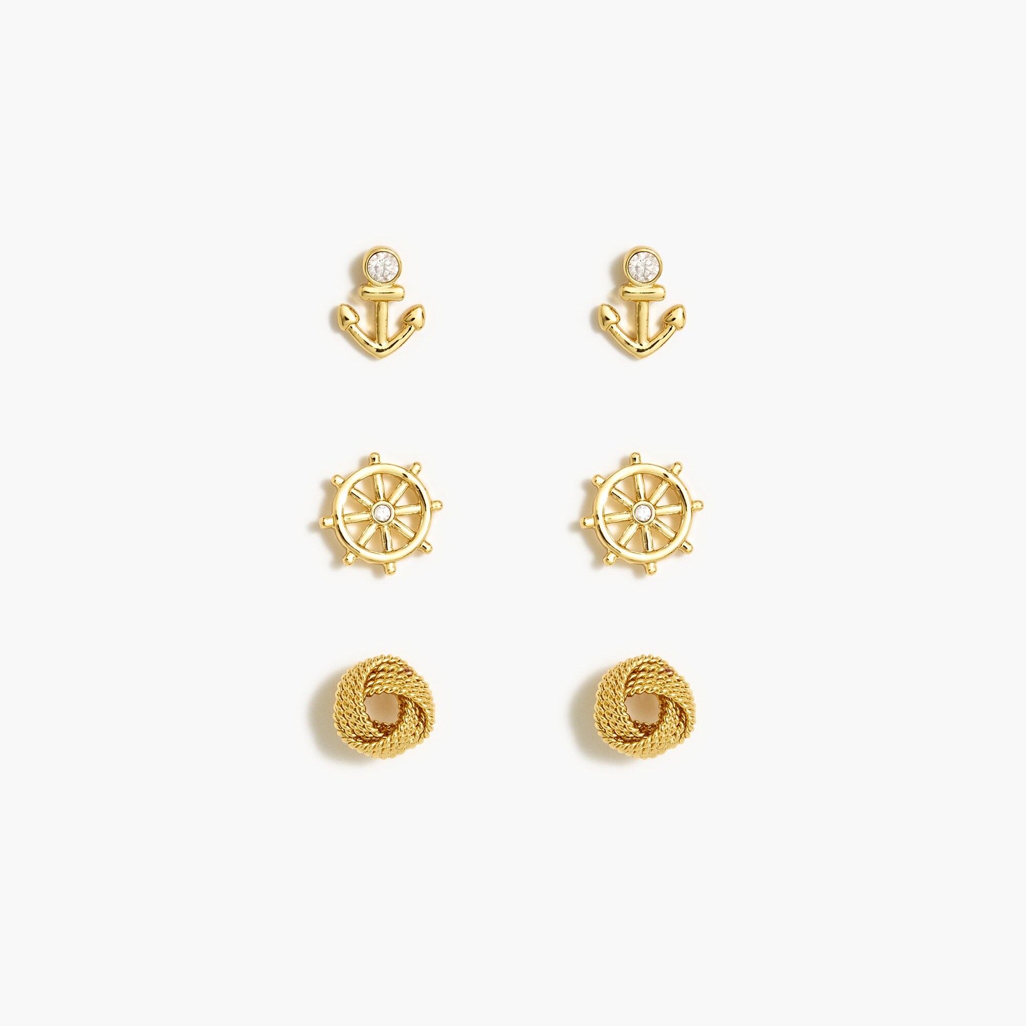 Nautical stud earrings set-of-three