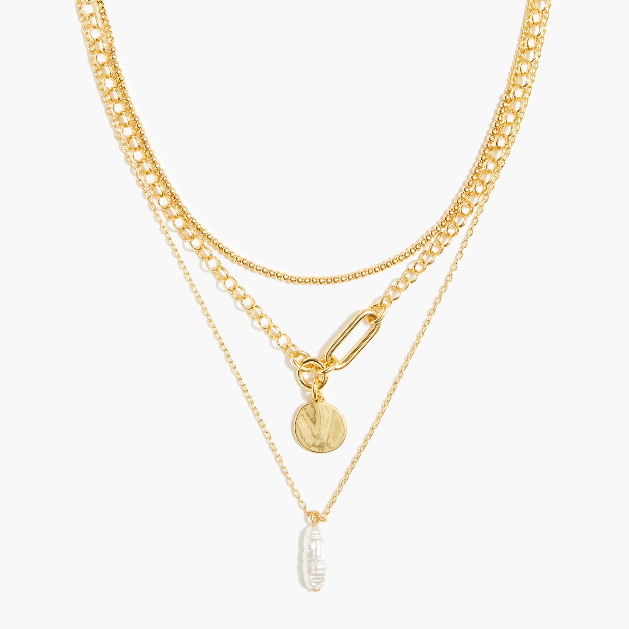 Three-layer pearl necklace