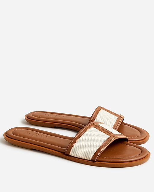 womens Slide sandals in canvas and leather