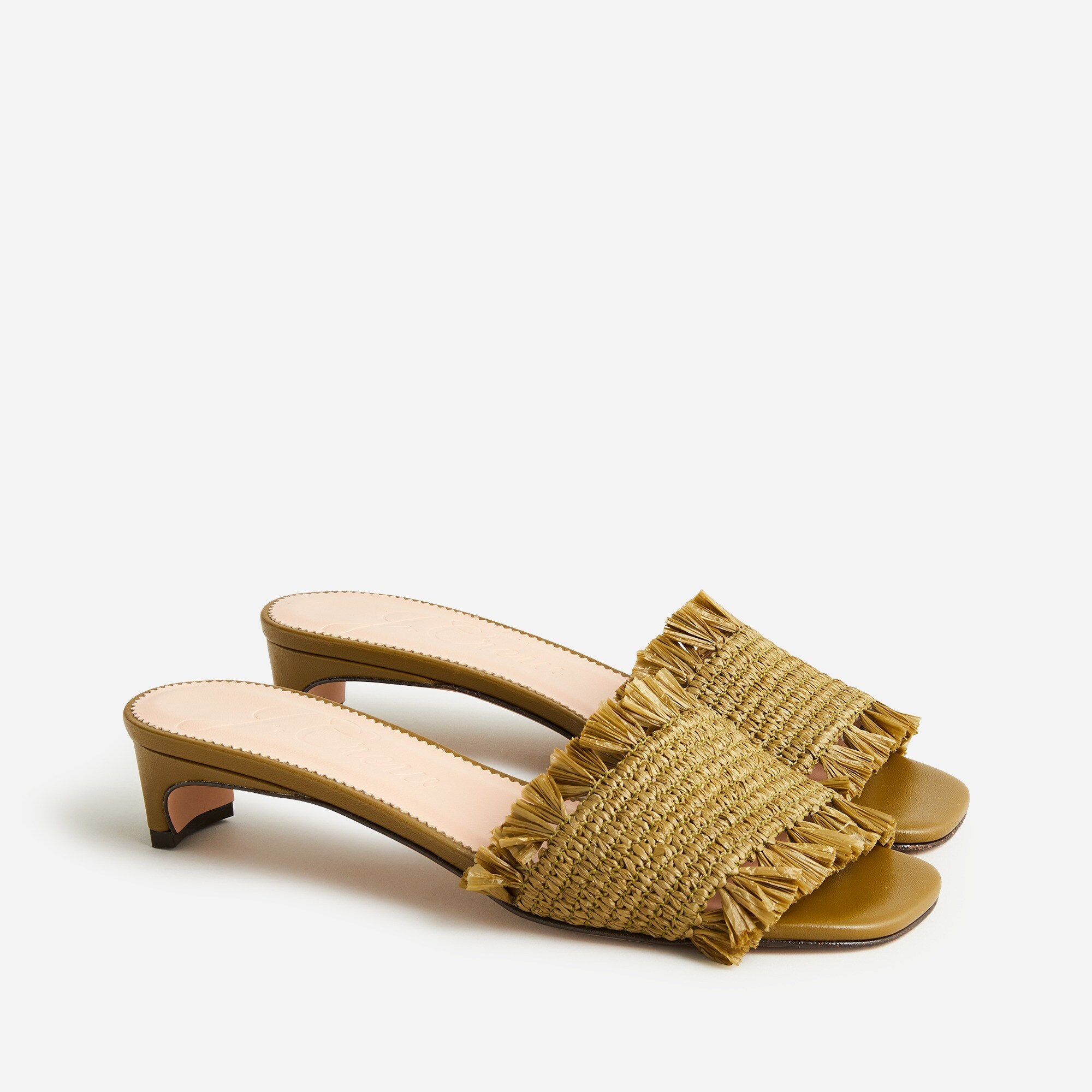 J.Crew Lina kitten-heel sandals with raffia fringe