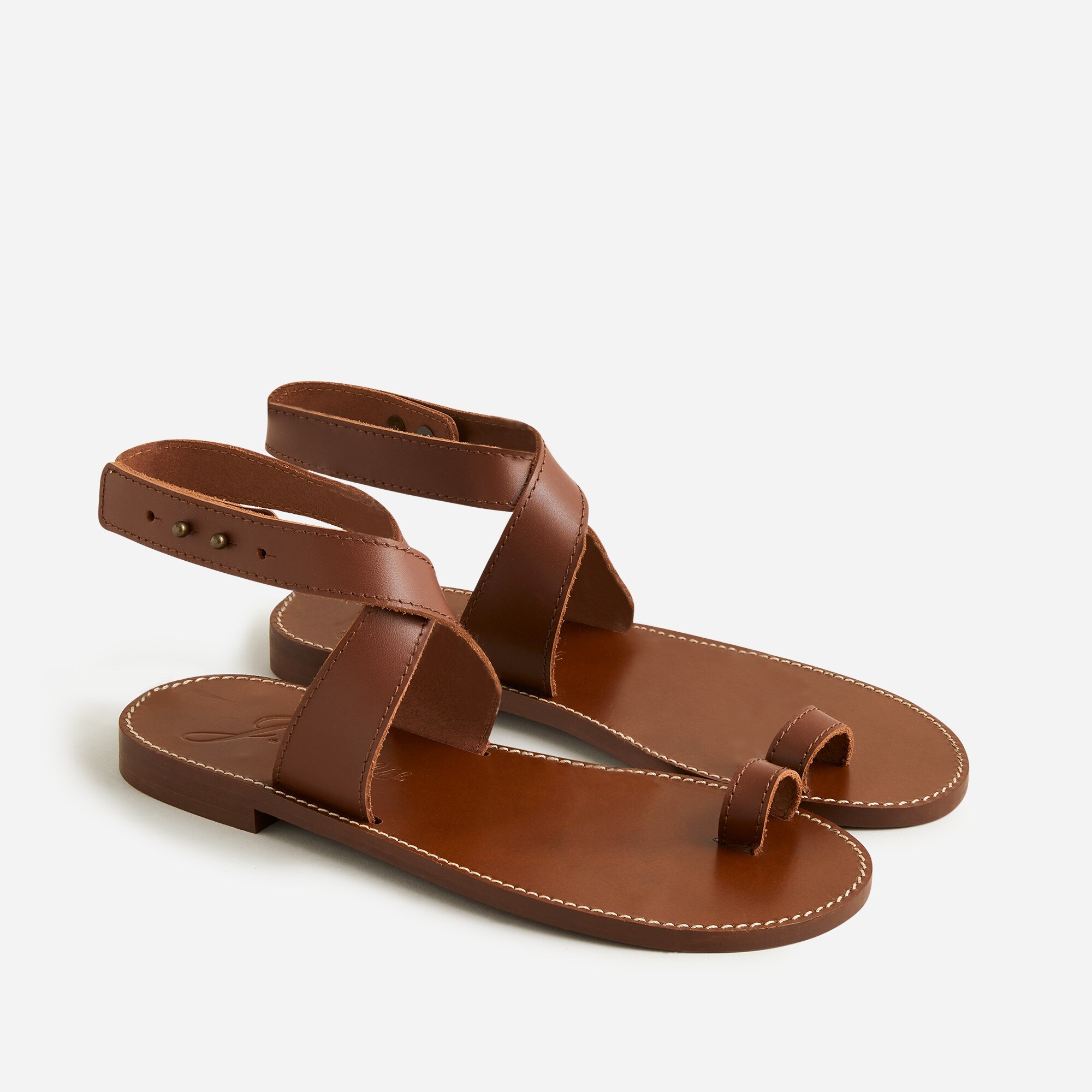 Ankle-wrap sandals in leather