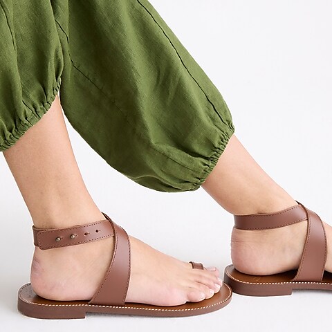womens Ankle-wrap sandals in leather