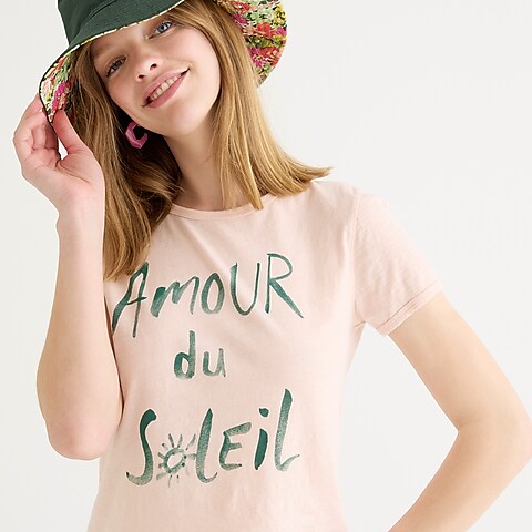 womens Vintage cotton "Amour du Soleil" crewneck T-shirt