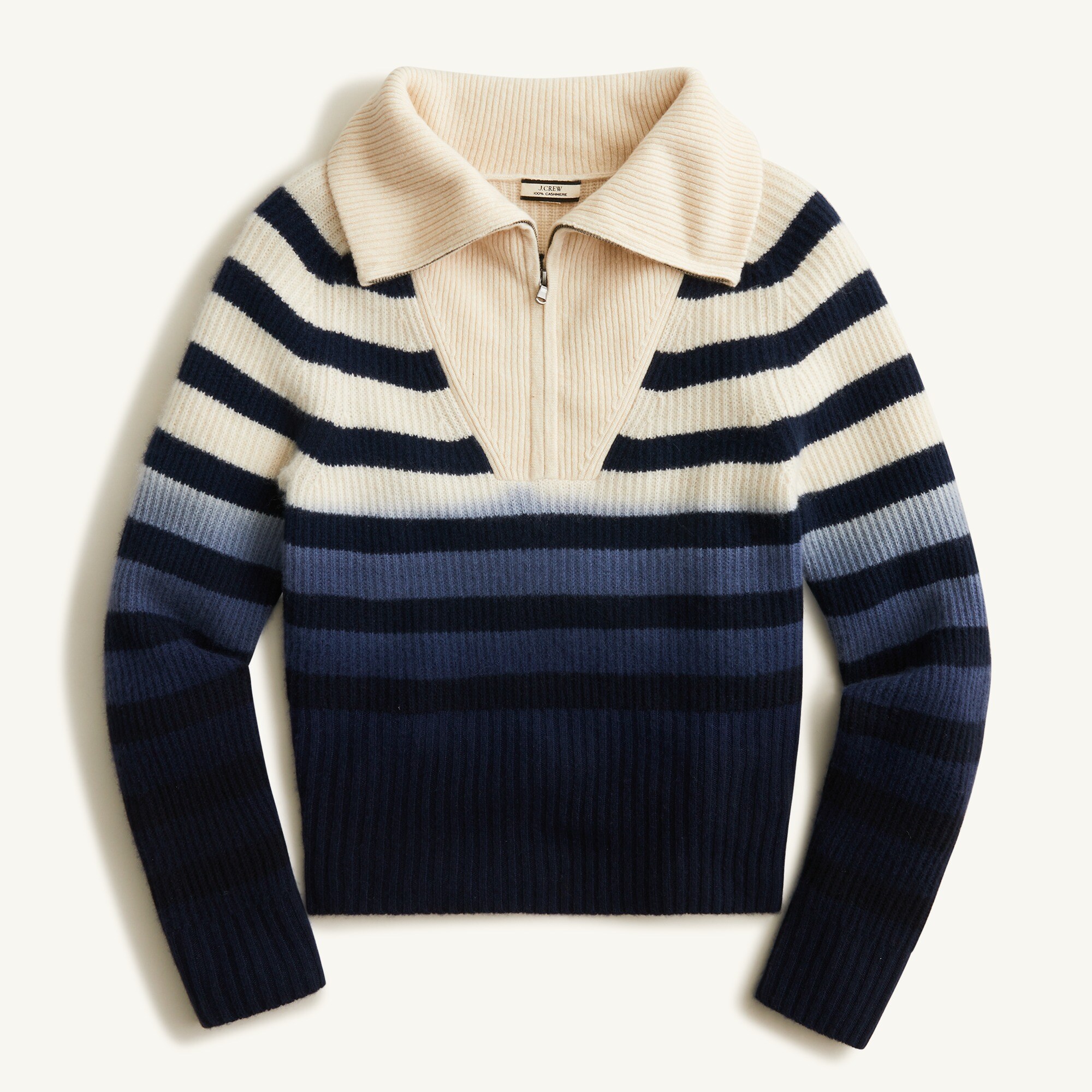 J.Crew Cashmere Half zip Sweater In Ombr Stripe For Women