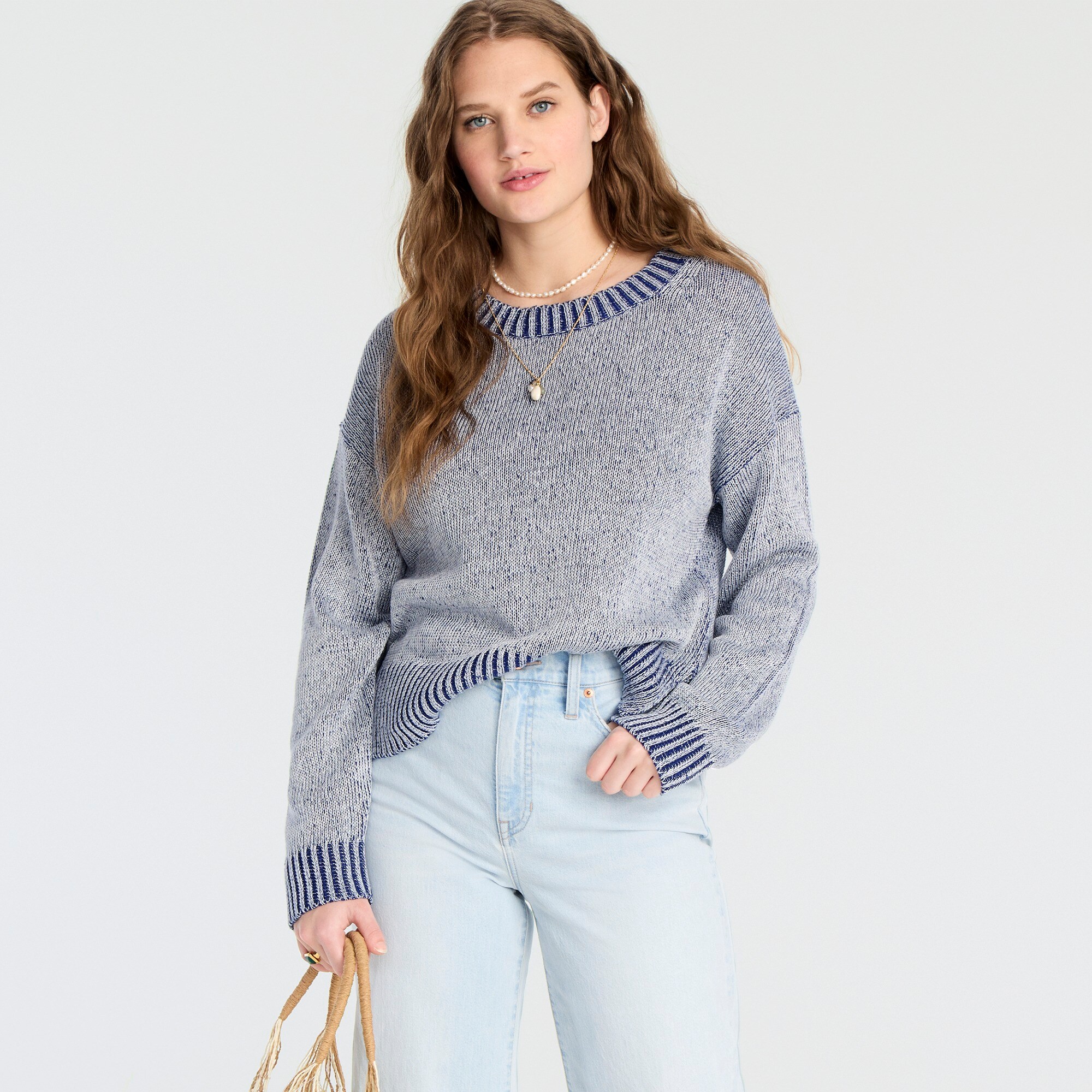 Relaxed linen-cotton blend beach sweater
