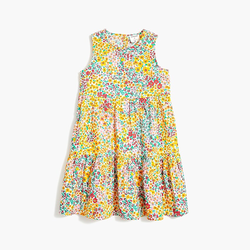 factory: girls' floral tiered dress for girls, right side, view zoomed