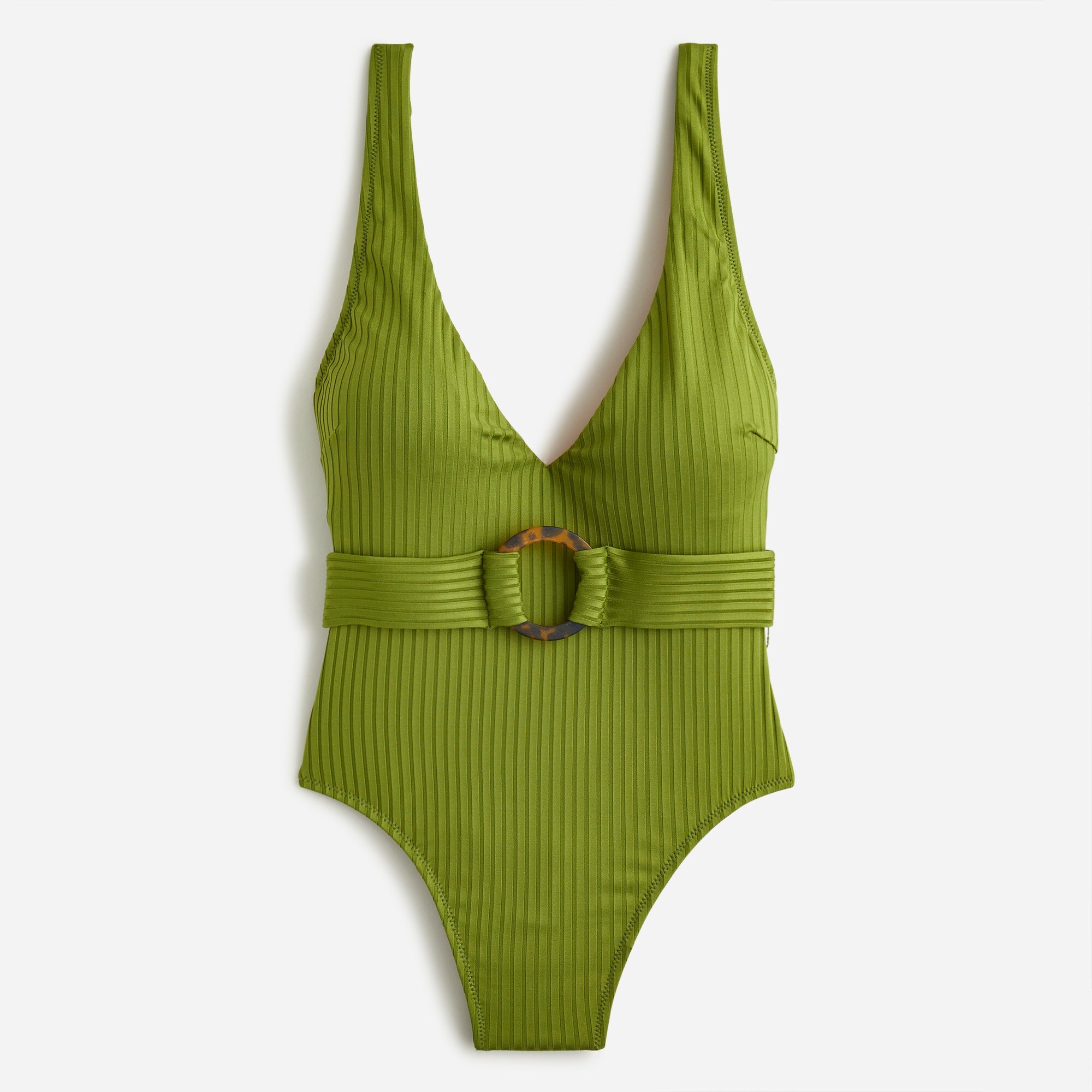 Wide-rib belted one-piece