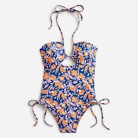 womens Halter cutout one-piece in painted block print