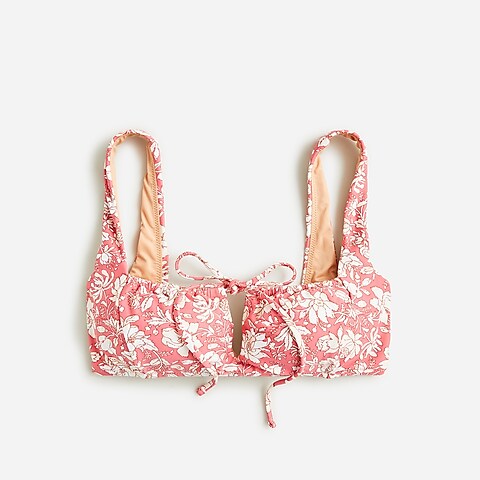 womens Tie-front squareneck bikini top in tossed floral