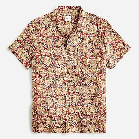 mens Short-sleeve camp-collar shirt in hemp-cotton
