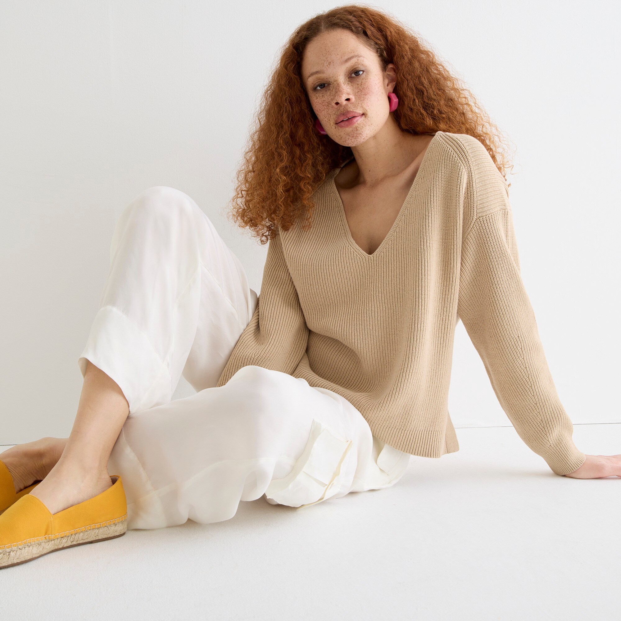 J.Crew Ribbed V-neck beach sweater