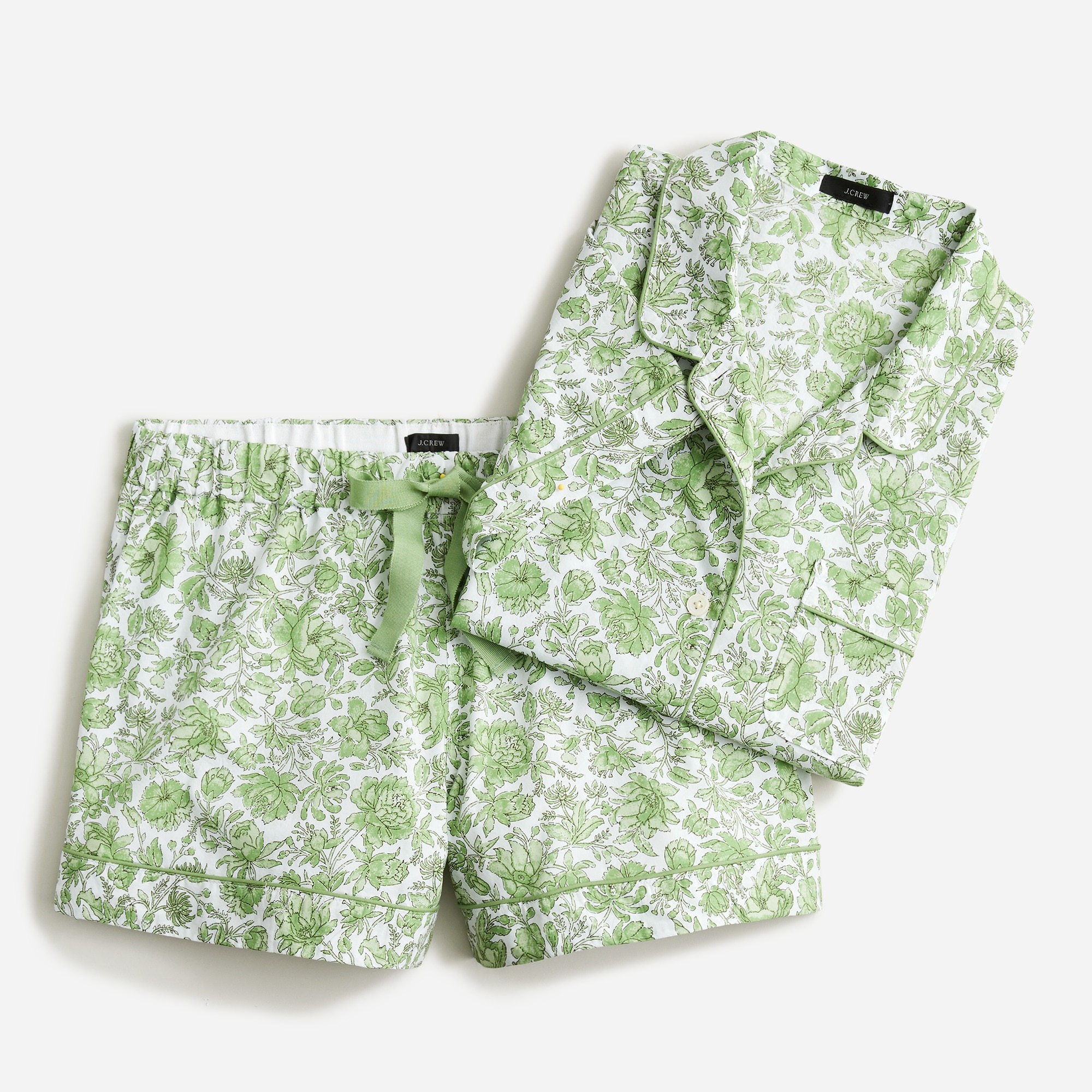 J.Crew: Cotton Poplin Short-sleeve Pajama Set In Tossed Floral For Women