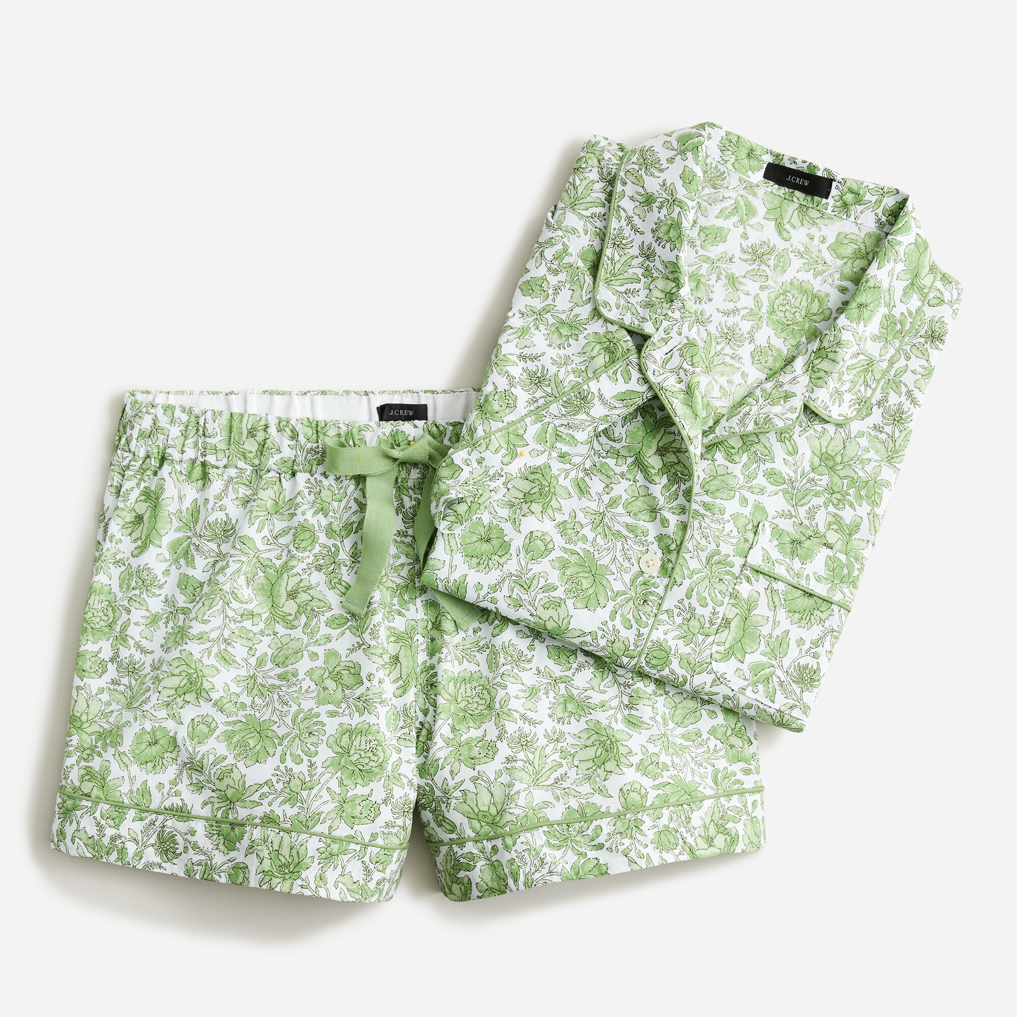 Cotton poplin short-sleeve pajama set in tossed floral