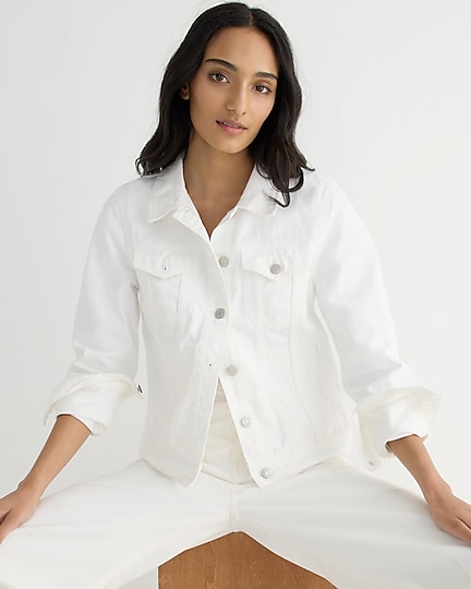 j.crew: classic denim jacket in white for women