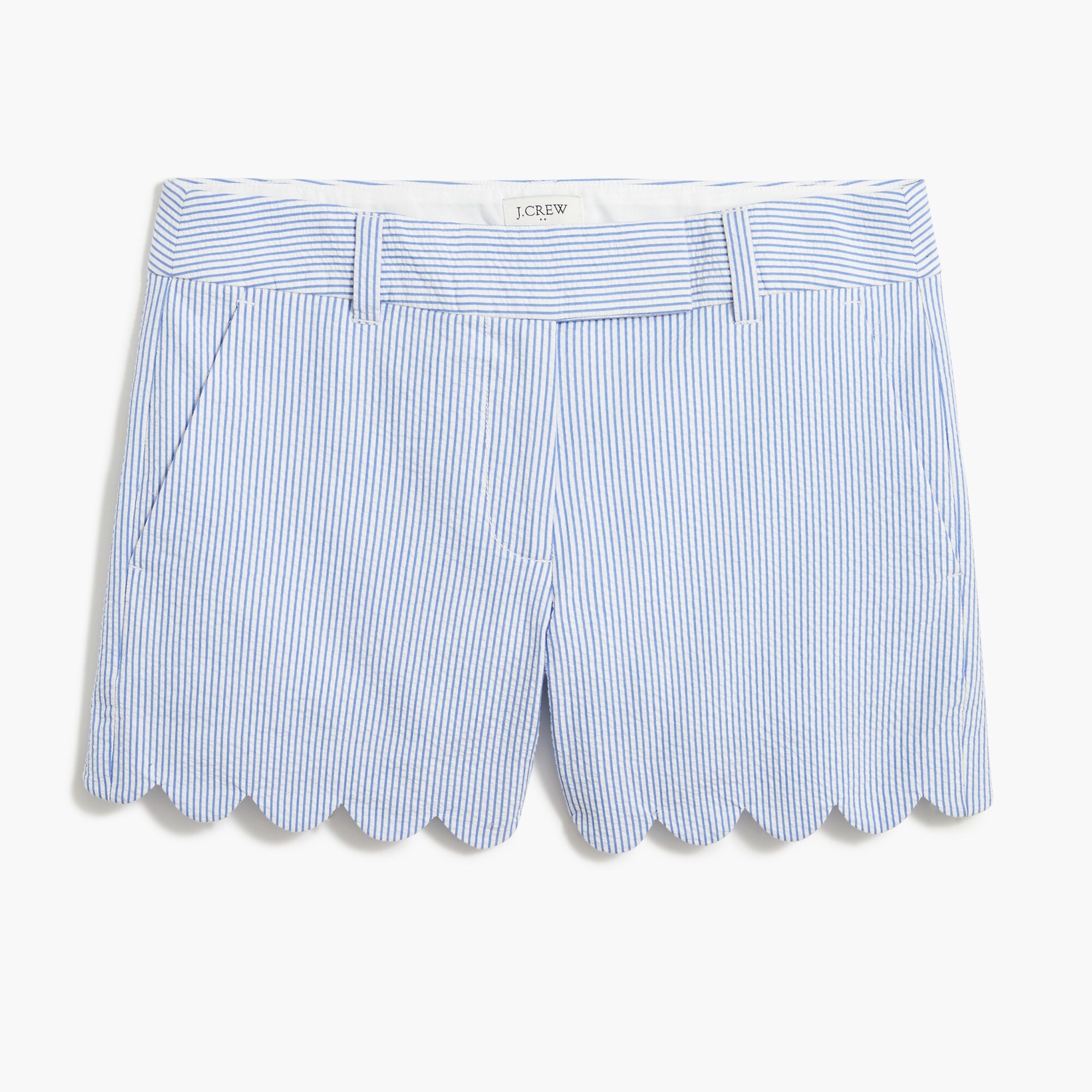 seersucker scalloped short for women