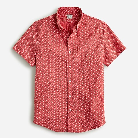 mens Slim Short-sleeve Secret Wash organic cotton poplin shirt