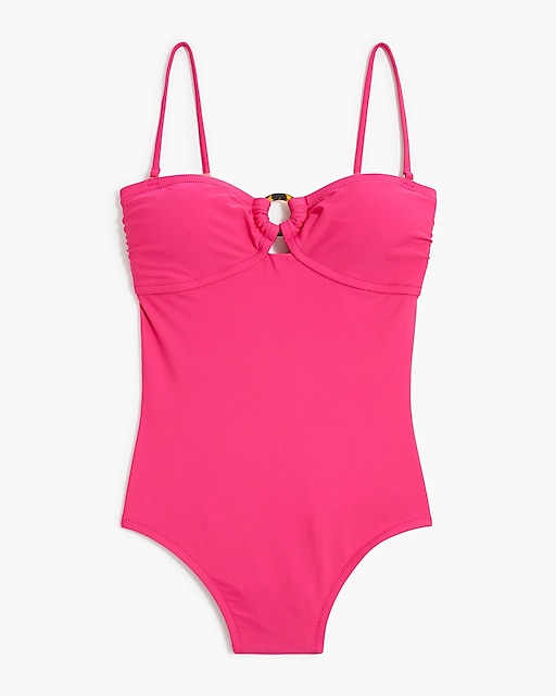 Tortoise-ring bandeau one-piece swimsuit