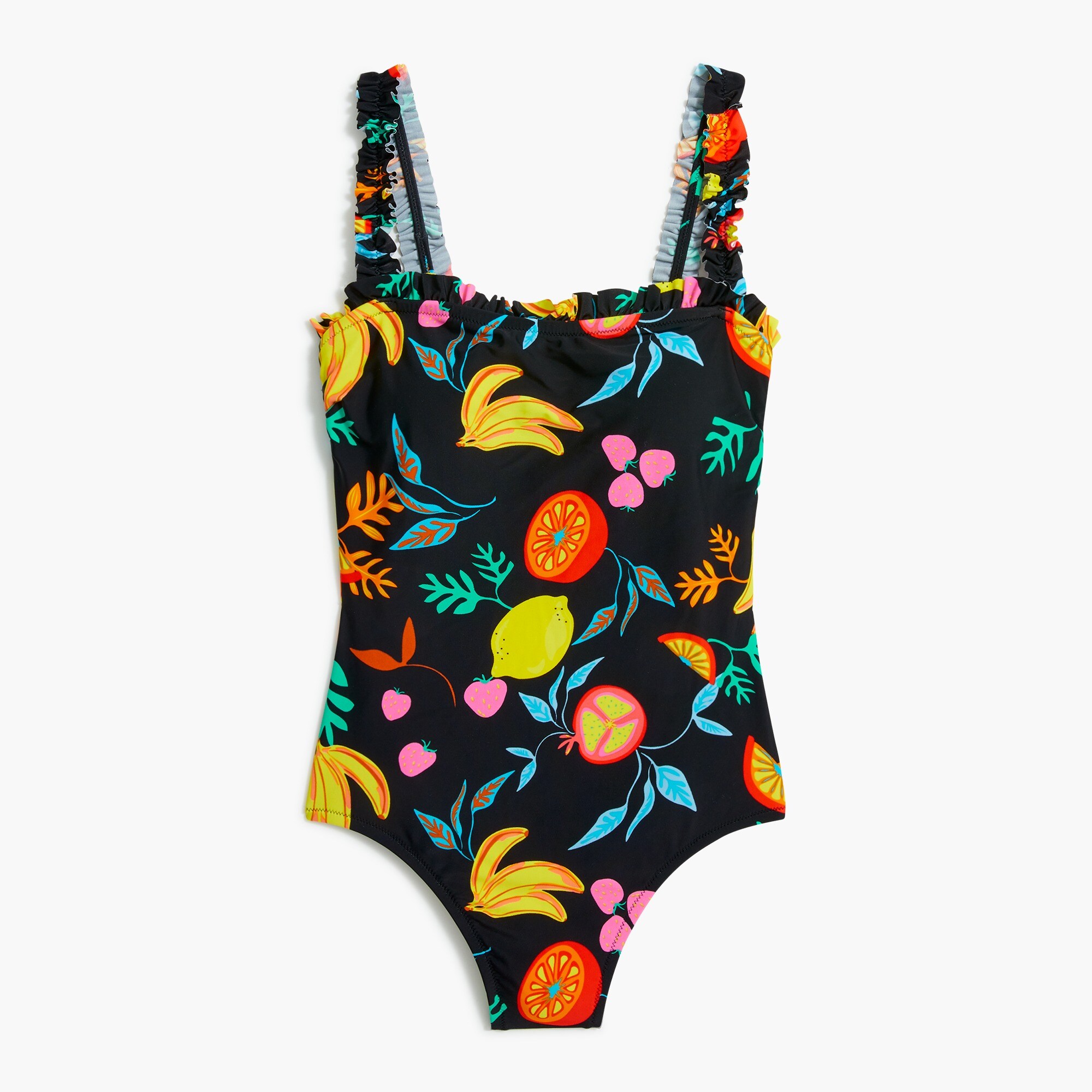 fruit-print ruffle one-piece swimsuit for women