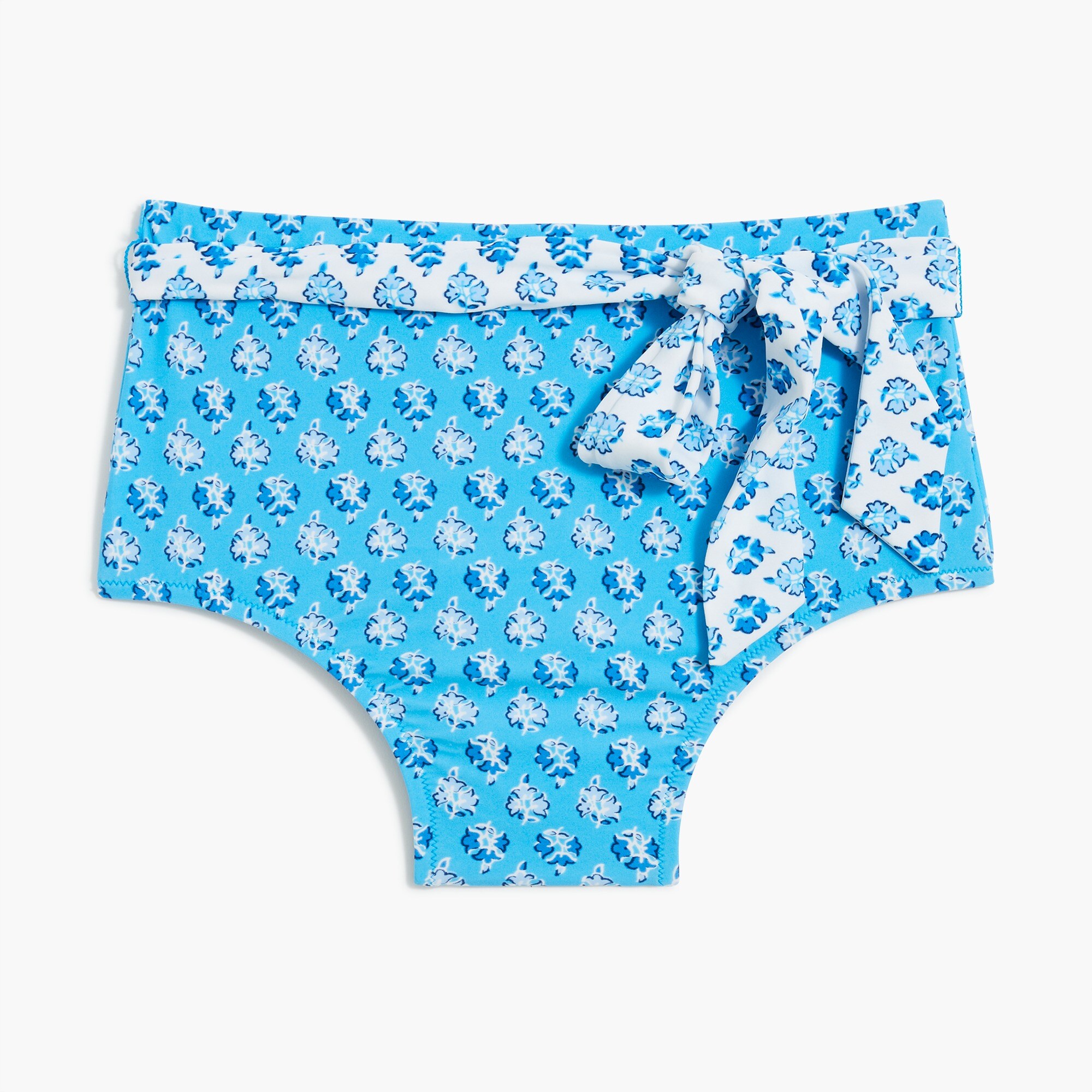 mixed-print high-waisted belted bikini bottom for women
