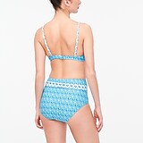 Mixed-print high-waisted belted bikini bottom