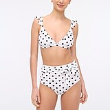 Polka-dot high-waisted belted bikini bottom