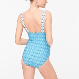 Printed V-neck ruched one-piece swimsuit