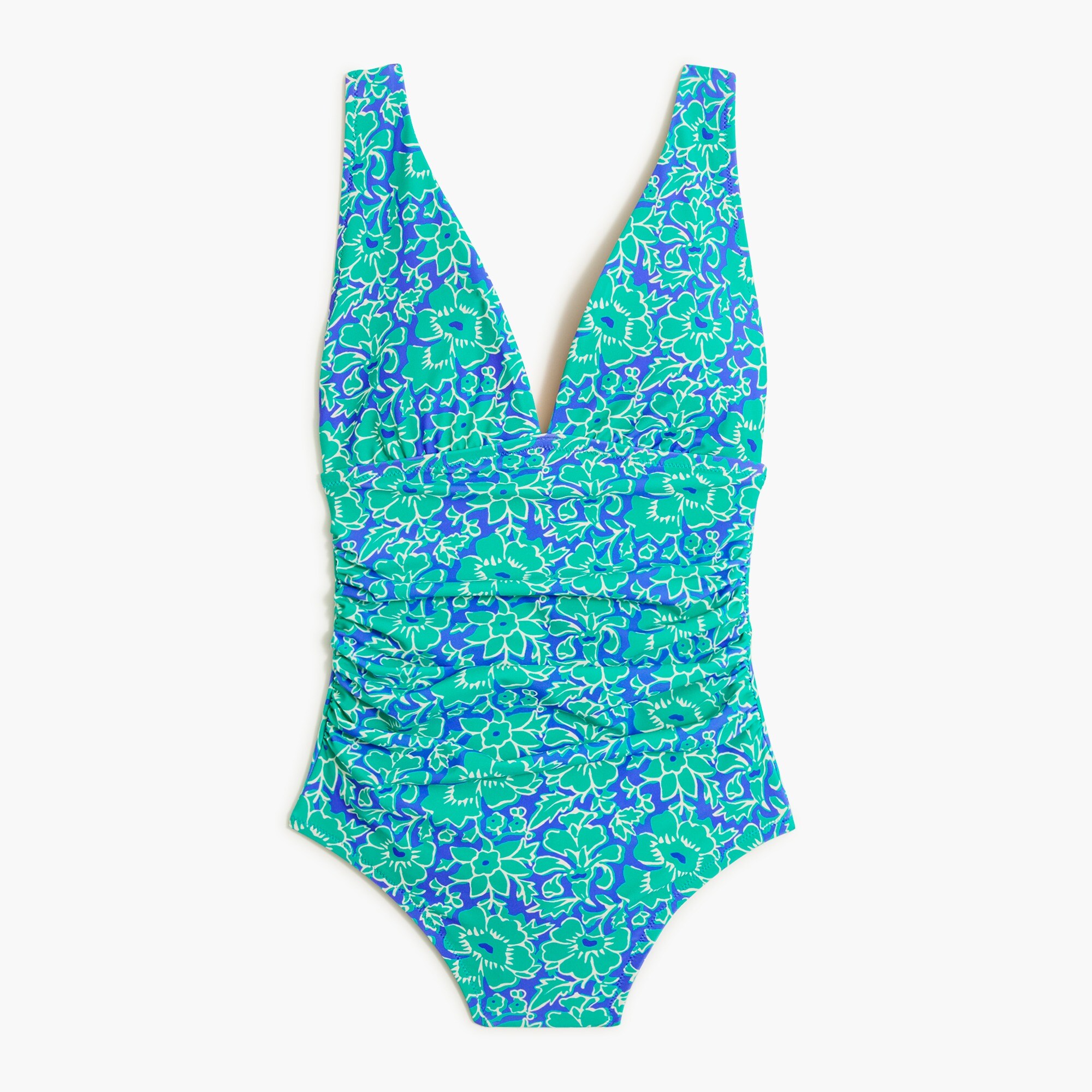 V-neck ruched one-piece swimsuit