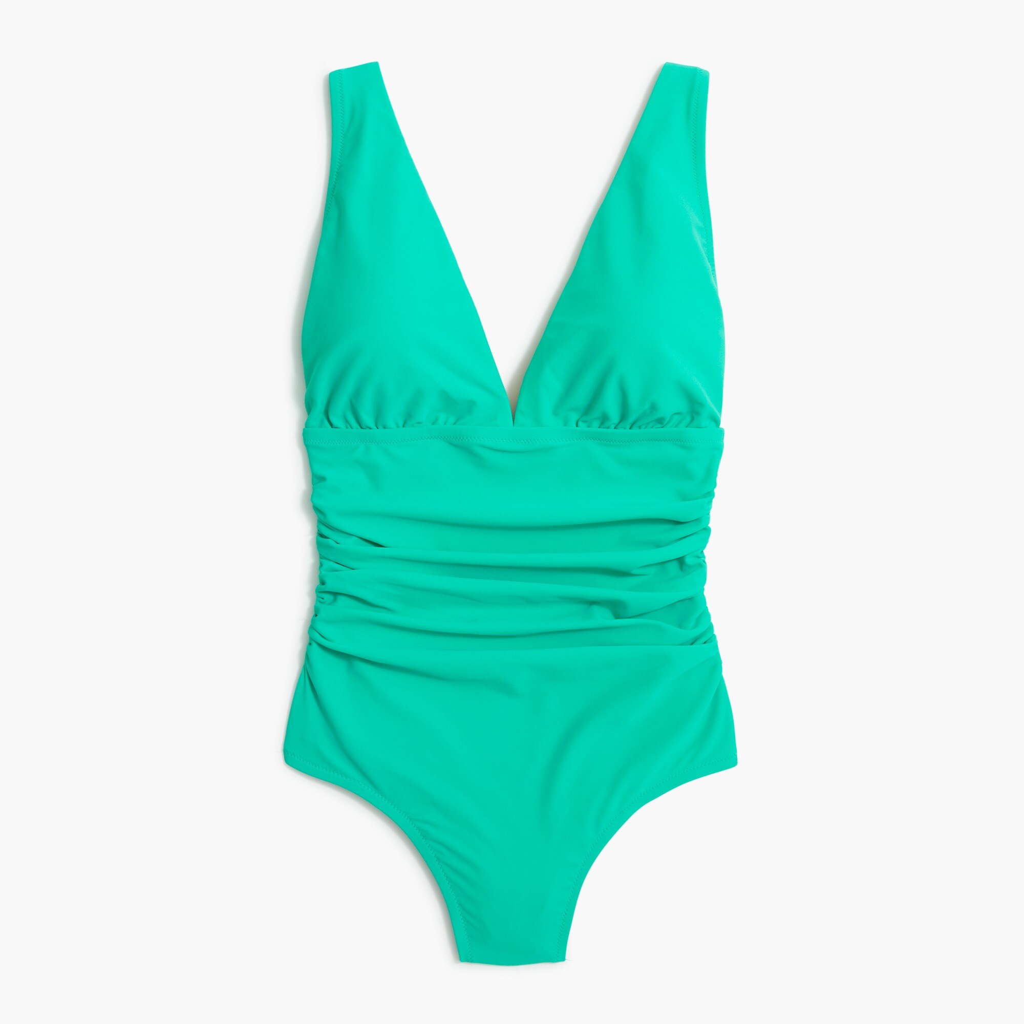 V-neck ruched one-piece swimsuit