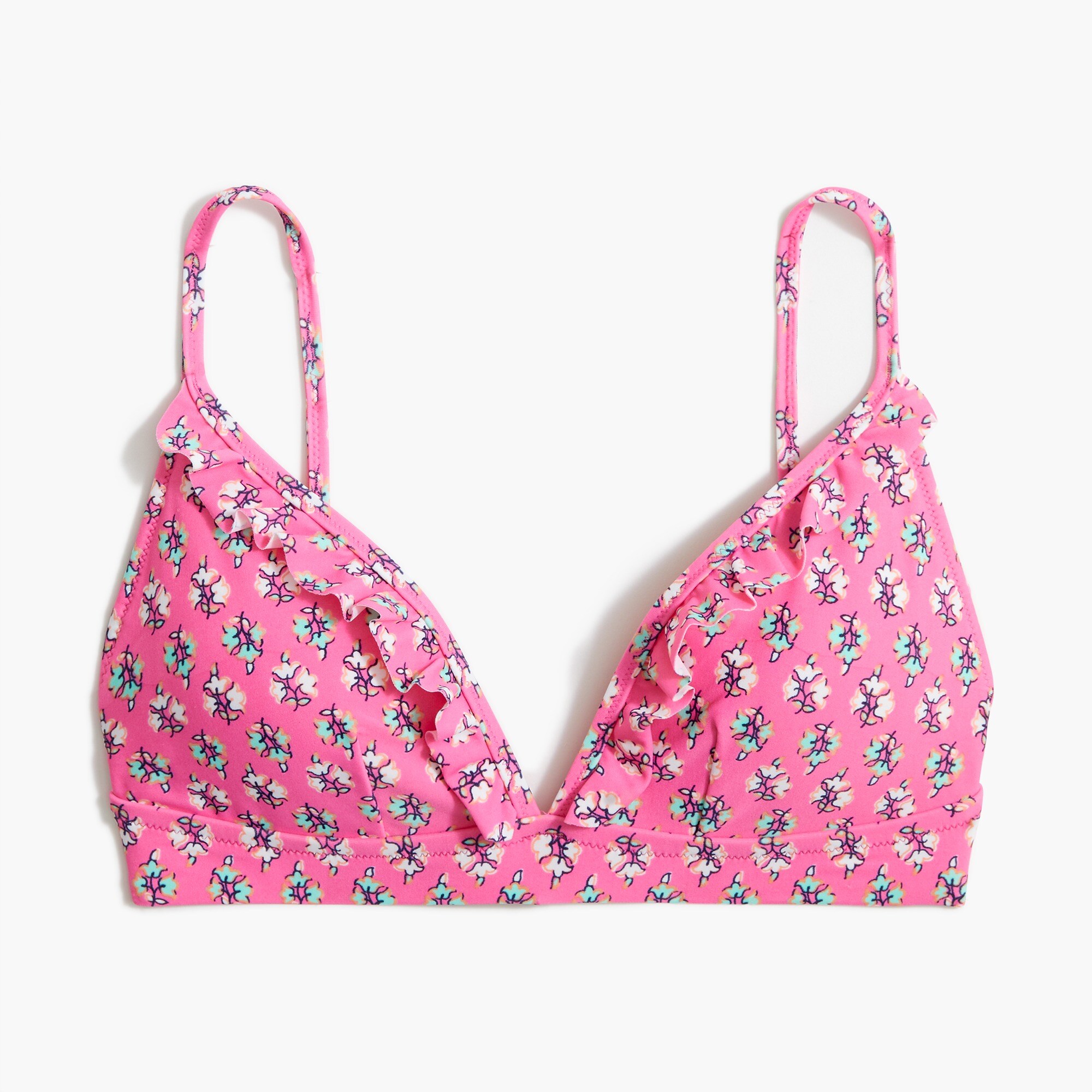 Printed french bikini top with ruffles