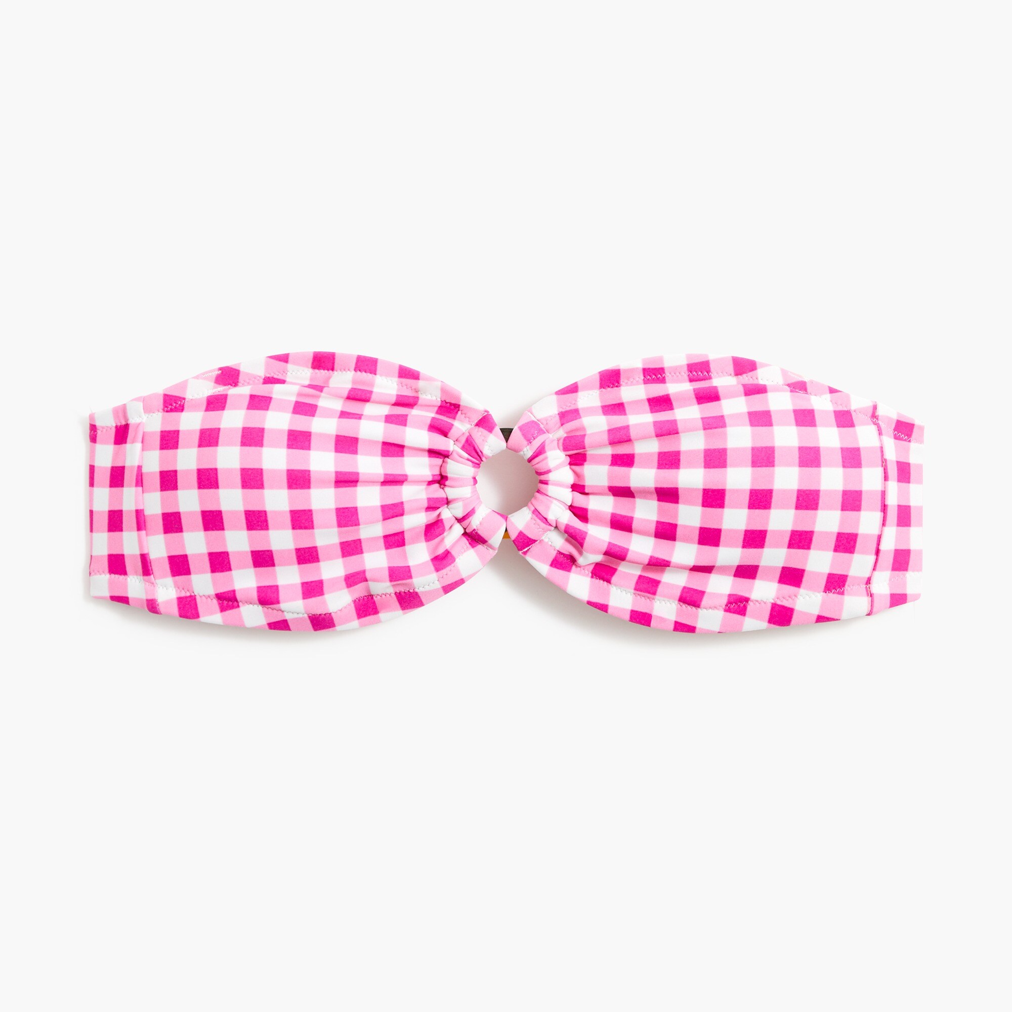 Gingham tortoise-ring bandeau bikini top