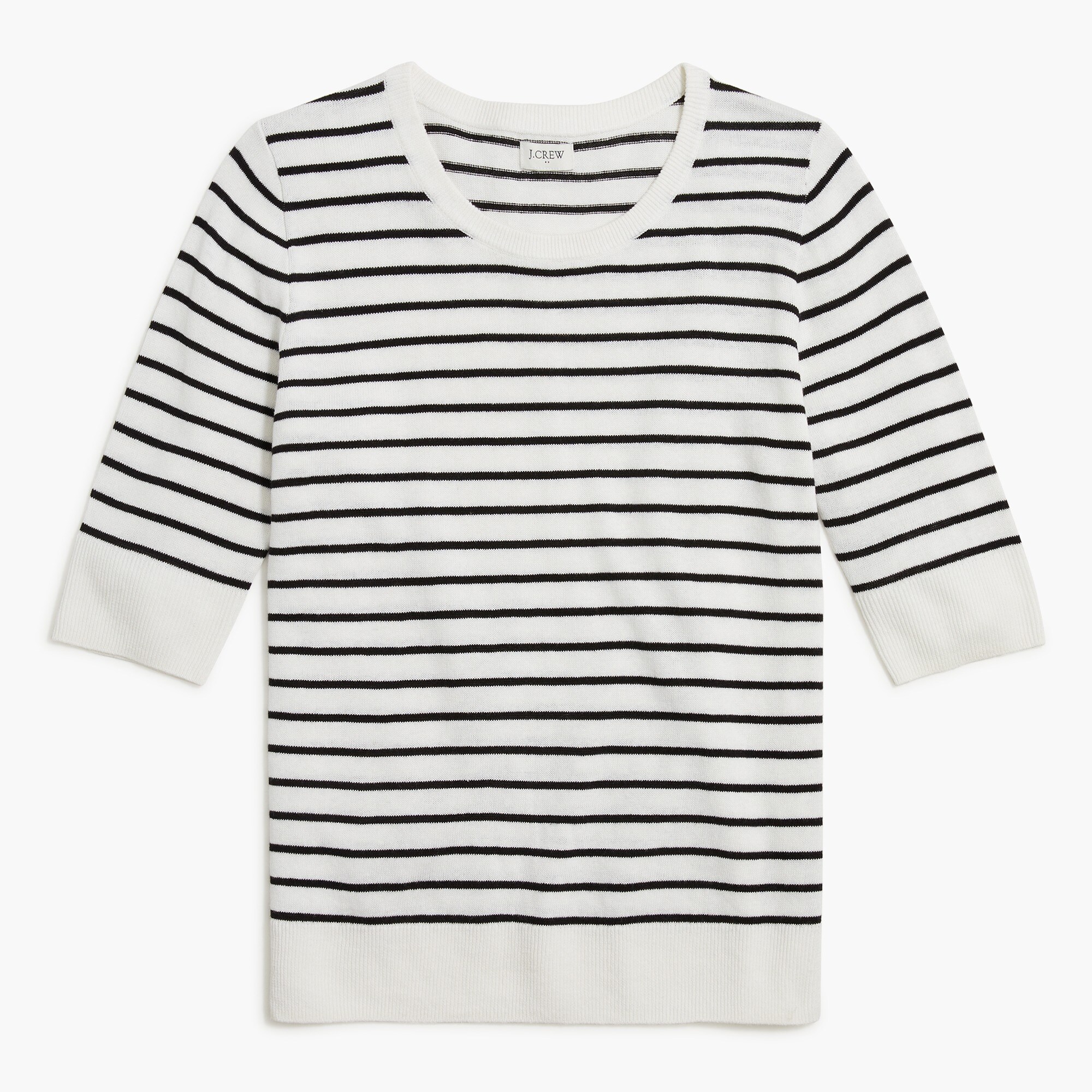 short-sleeve linen-blend crewneck sweater for women