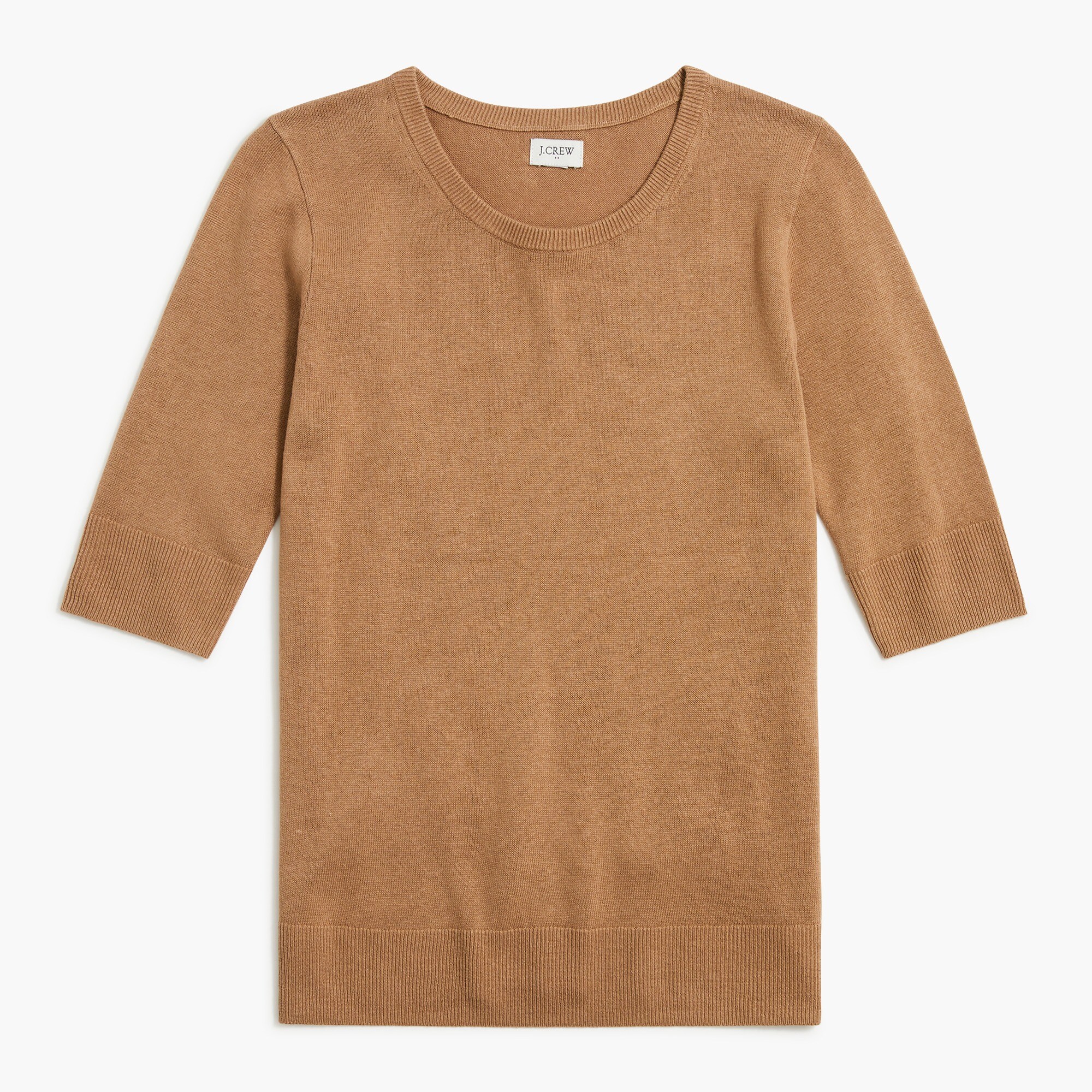 Short-sleeve linen-blend crewneck sweater