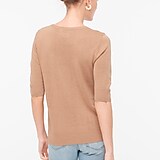 Short-sleeve linen-blend crewneck sweater