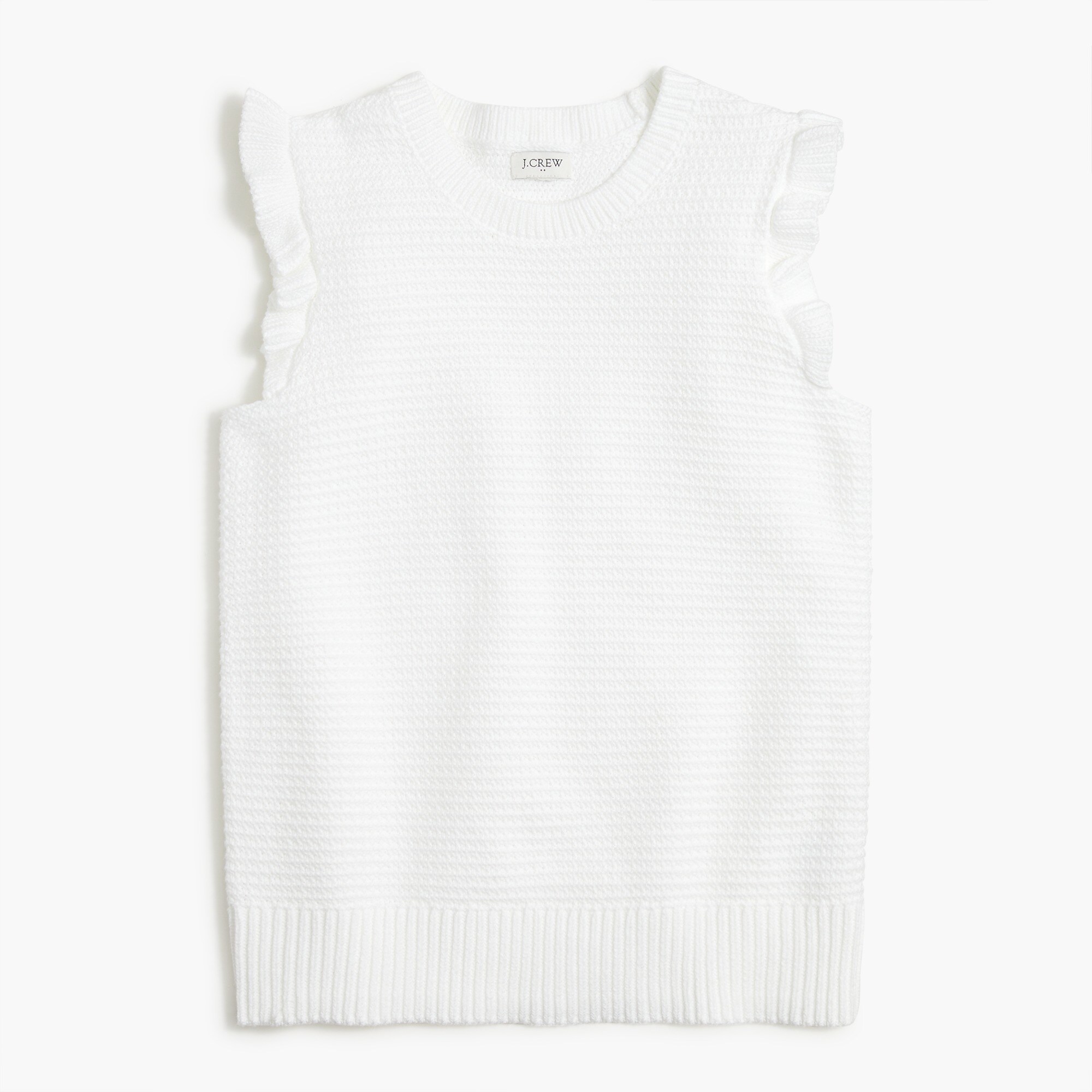 Sleeveless ruffle-shoulder sweater