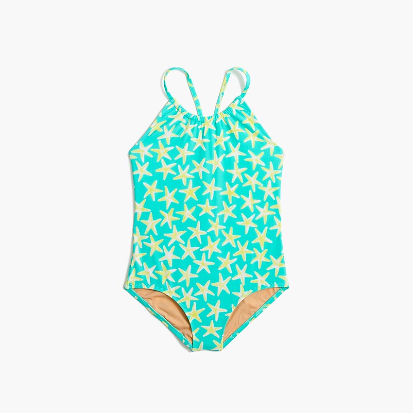 factory: girls' starfish one-piece swimsuit for girls, right side, view zoomed